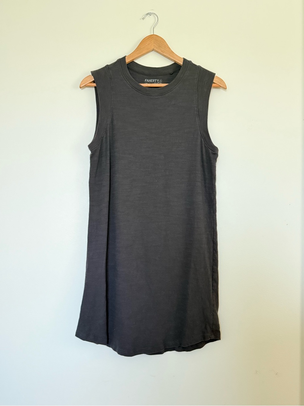 Faherty Black Sleeveless Mini Tank Dress